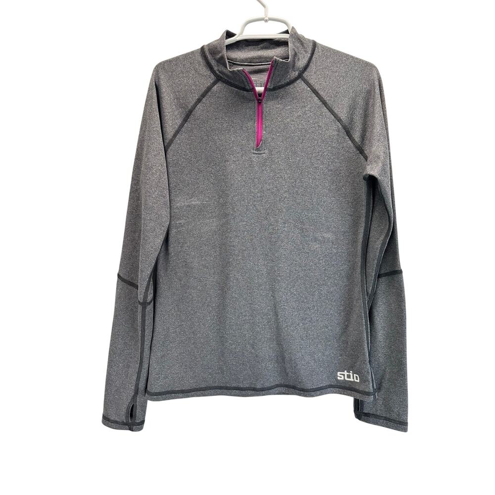Stio Woman's Half-Zip Performance Base Layer Top Long Sleeve Gray Pink L